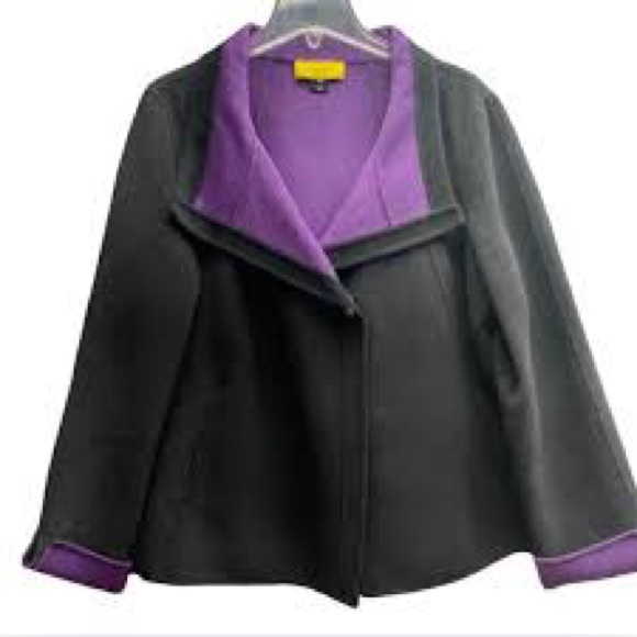 St. John Black Blazer Jacket with Purple Accents